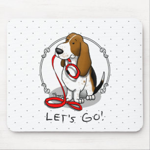 Lustig Los geht's! Spaziergang Basset Hound (dreif Mousepad