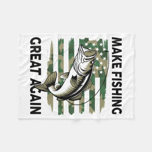 Lustig Make Fishing Great Again Camo B Fisch Ameri Fleecedecke (Vorderseite (Horizontal))