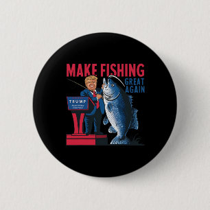 Lustig Make Fishing Great Again Trump Fischer Angl Button