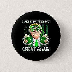 Lustig Make St Patricks Day Great Again Us Flagge  Button