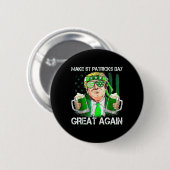 Lustig Make St Patricks Day Great Again Us Flagge Button (Vorne & Hinten)