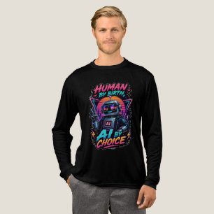 Lustig: Mensch von Geburt an, KI durch Wahl - Neon Tri-Blend Shirt