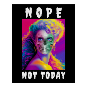 LUSTIG MODERN NEIN HEUTE NICHT BUNTE SCHÄDEL POSTER