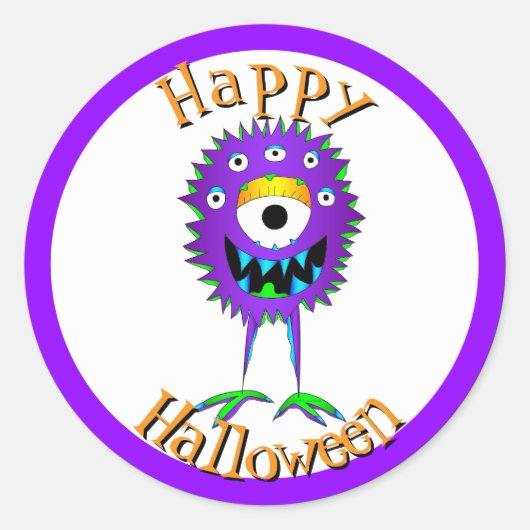 Lustig, Monster, Halloween Runder Aufkleber (Vorderseite)