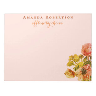Lustig Motivierend Retro Aquarell Blumenstil Notizblock