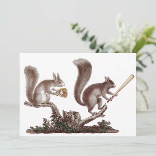 Lustig nach Spiel GRILLEN Kundgebung Squirrels Einladung (Stehend Vorderseite)