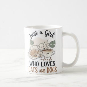 Lustig Nur ein Mädchen, das Katzen und Hunde liebt Kaffeetasse
