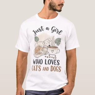 Lustig Nur ein Mädchen, das Katzen und Hunde liebt T-Shirt