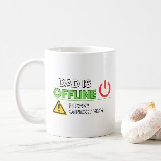 LUSTIG! „Papa ist offline“ Kaffeetasse (Mit Donut)
