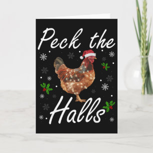 Lustig Peck The Halls Weihnachts-Huhn-Schneeflocke Karte
