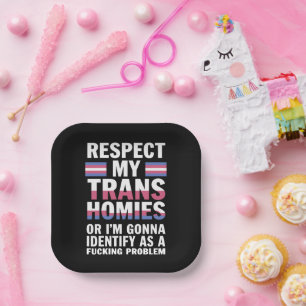 Lustig Respektiere meine trans Homies Gay Pride Mo Pappteller