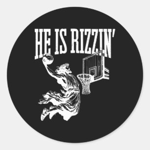 Lustig Retro Er ist Rizzin Christliches Oster Spie Runder Aufkleber