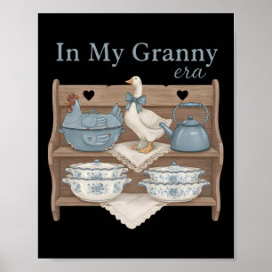Lustig Retro In Meiner Oma-Ära Farmhouse-Huhn Woo Poster
