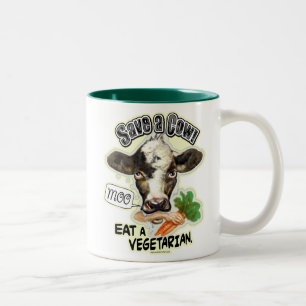 Lustig retten Sie eine Kuh essen vegetarische Zweifarbige Tasse