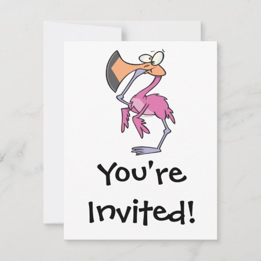 lustig rosa Flamingo mit Mund Einladung (Vorderseite)