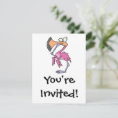 lustig rosa Flamingo mit Mund Einladung (Stehend Vorderseite)