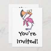 lustig rosa Flamingo mit Mund Einladung (Vorne/Hinten)