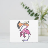 lustig rosa Flamingo mit Mund Postkarte (Stehend Vorderseite)