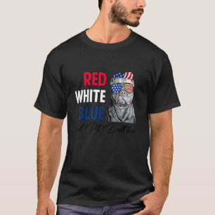 Lustig Rot Weiß Blau & Pit Bull Too USA-Flagge 4. T-Shirt