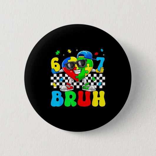 Lustig sechs sieben 67 bruh 6 7 Puzzle Autismus Button (Vorderseite)