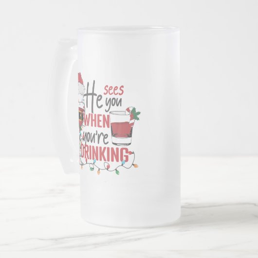 lustig sieht man, wie man Weihnachten trinkt Mattglas Bierglas (Vorderseite Links)