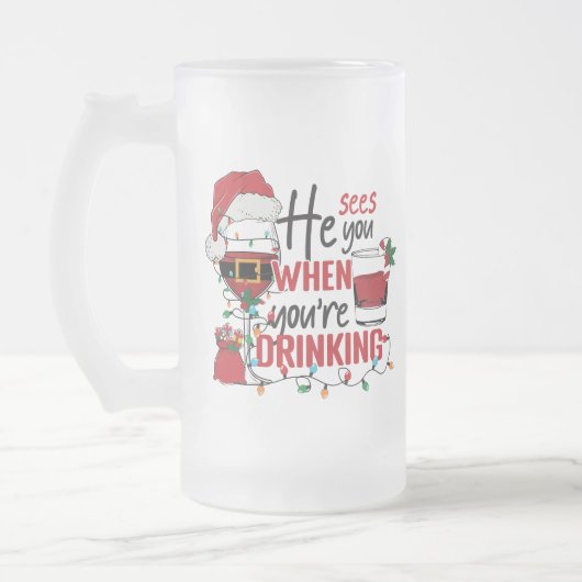 lustig sieht man, wie man Weihnachten trinkt Mattglas Bierglas (Links)