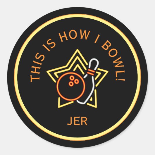 Lustig So bowle ich Retro-Bowling  Runder Aufkleber (Vorderseite)