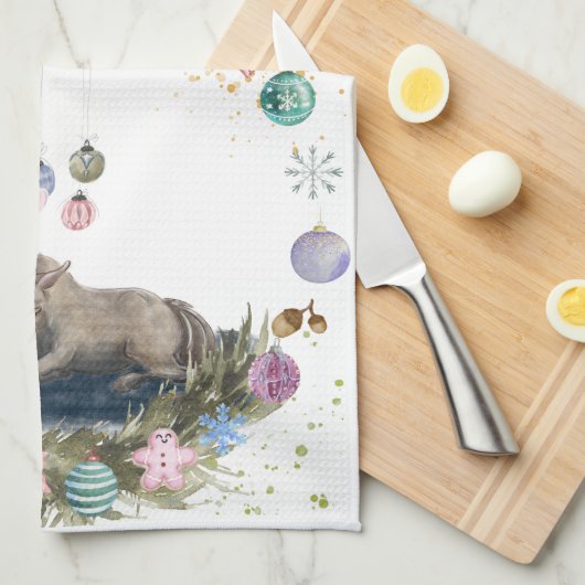 Lustig süsses Küchentuch mit Pferdebild (Viertel Falte)