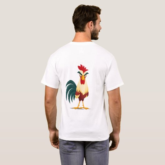 Lustig T-Shirt mit Hahn und Sprüche (Schwarz voll)