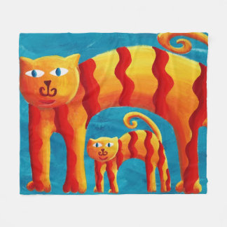 Lustig Trendige Whimsical gebogene Katze und Kätz Fleecedecke