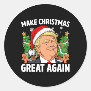 Lustig Trump 2024 Mach Weihnachten wieder großarti Runder Aufkleber