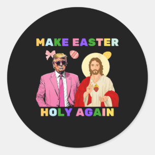 Lustig Trump Jesus Christus macht Ostern wieder he Runder Aufkleber