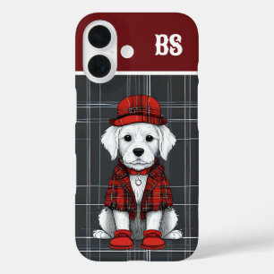 Lustig verkleideter schottischer Hund - Monogramm iPhone 16 Hülle