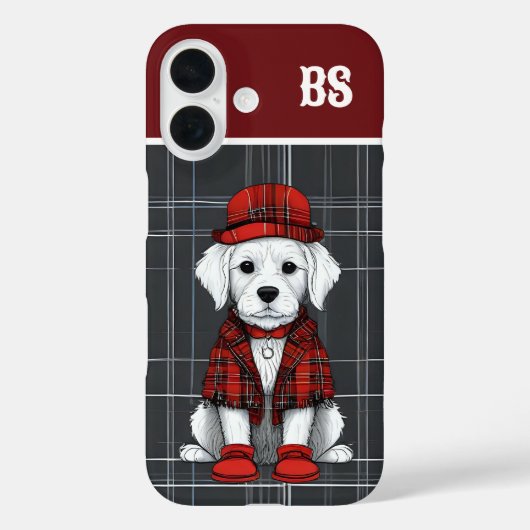 Lustig verkleideter schottischer Hund - Monogramm Case-Mate iPhone Hülle (Rückseite)
