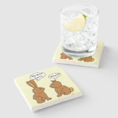 Lustig verletzt mein Hintern Häschen Steinuntersetzer (Seitenansicht)