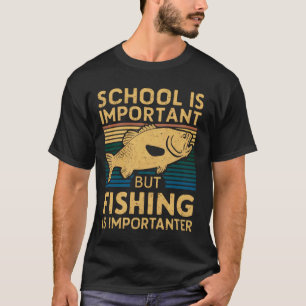 Lustig Vintage Schule Ist Wichtig Aber Angeln Ist T-Shirt