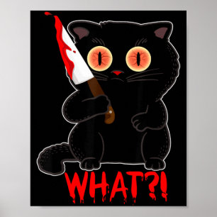 Lustig Was_ Y Schwarze Halloween-Katze sticht Kätz Poster