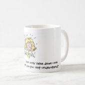 Lustig, wenn Gerichtsschreiber Kaffee und Tee in Kaffeetasse (VorderseiteRechts)