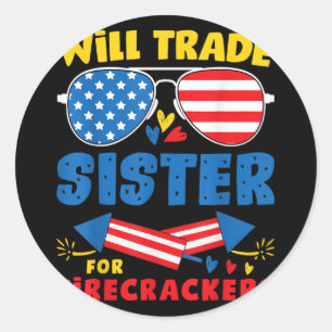 Lustig Wird Schwester Für Feuerwerkskörper Tausch Runder Aufkleber