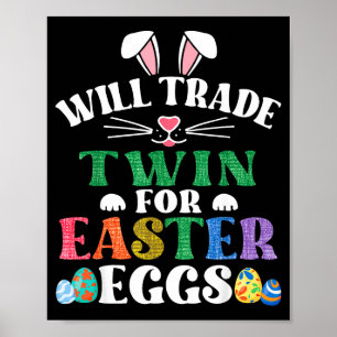 Lustig wird Zwilling gegen Ostern Süßigkeiten Eier Poster