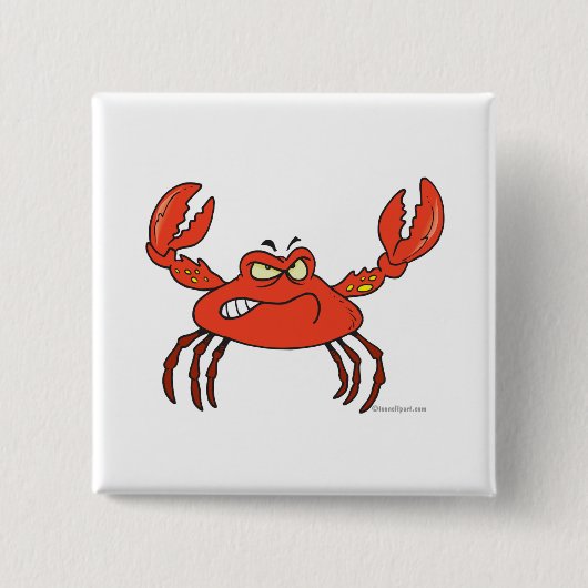 lustig wütend, roter Krabbe Button (Vorderseite)