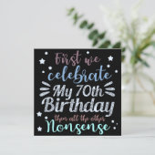 lustig zum 70. Geburtstag Einladung (Stehend Vorderseite)