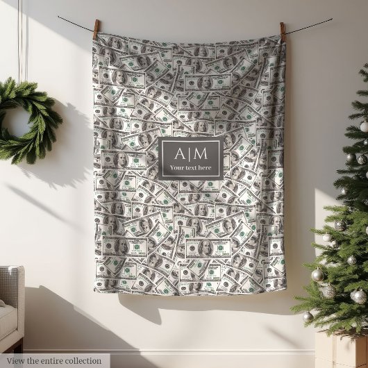 Lustige 100-Dollar-Muster-Personalisierte-Name-Dec Fleecedecke