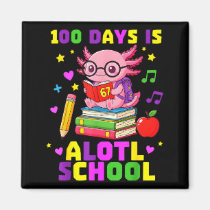 Lustige 100 Tage Schule Axolotl Kinder Mädchen  Magnet