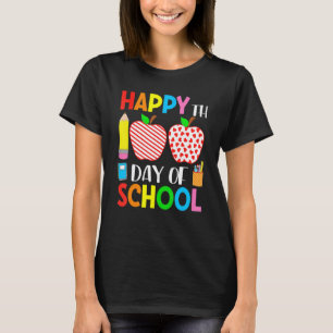 Lustige 100 Tage Schule Herzen Streifen Lehrer An T-Shirt