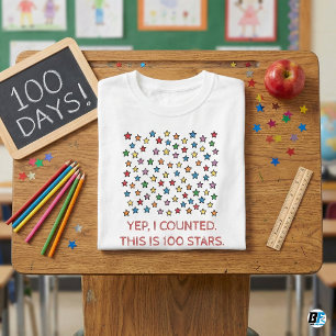 Lustige 100 Tage Schule Ja, ich habe 100 Sterne ge T-Shirt