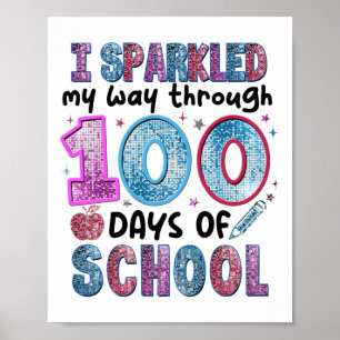 Lustige 100 Tage Schule Lehrer Schüler Kinder 100t Poster