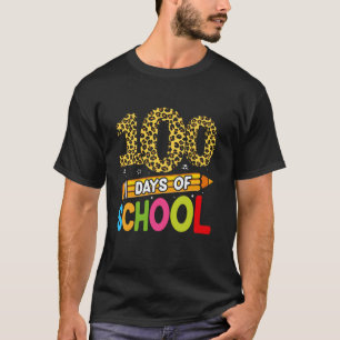 Lustige 100 Tage Schule Leopard Lehrer Kinder 100t T-Shirt