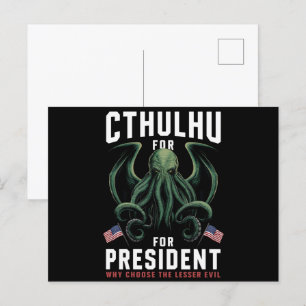 Lustige 2024 Wahlen Cthulhu für Präsident  Postkarte
