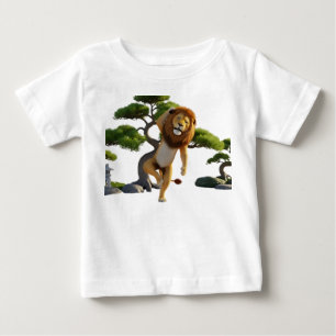 Lustige 3D-Löwenfigur, die Kung Fu in Zen praktizi Baby T-shirt
